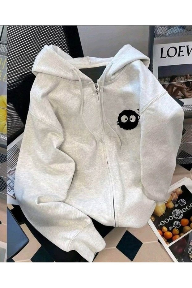 Unisex Gray Oversize Hooded Sweatshirt with Kangaroo Pocket, 3 Thread Raster Hoodie