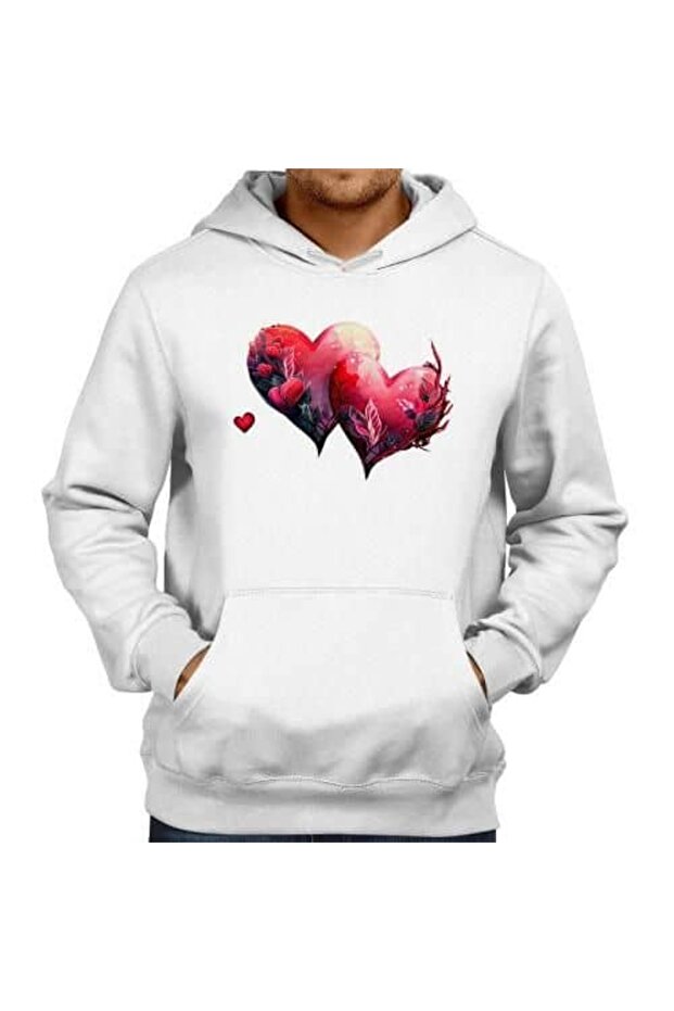 Unisex White Oversize Hooded Sweatshirt with Kangaroo Pocket, 3 Thread Raster Hoodie