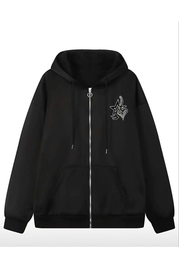Unisex Black Casual Cut Hooded Sweatshirt with Inner Pockets, Warm Hoodie