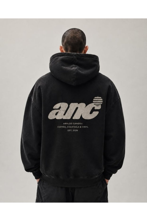 Unisex Anthracite Vintage Washed Oversize Hooded Sweatshirt Streetwear Hoodie