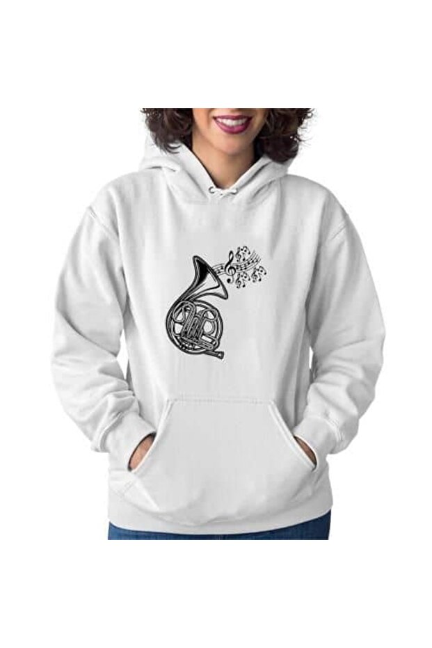Unisex White 3 Thread Raster Oversize Hooded Sweatshirt Basic Comfortable Cut