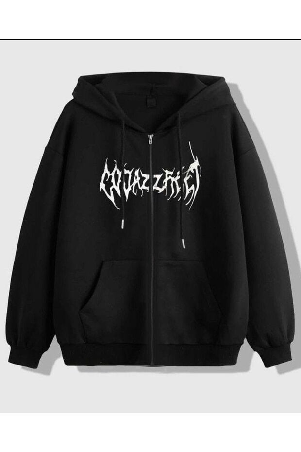 Unisex Black Off-Shoulder Oversize Hooded Casual Sweatshirt with Kangaroo Pocket