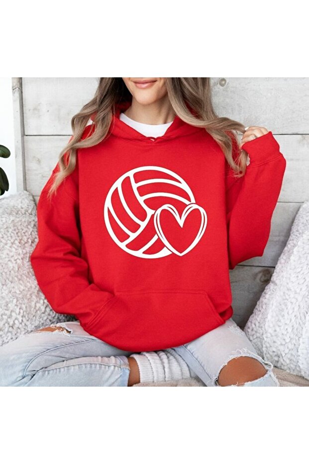 Unisex Red Hooded Oversize Sweatshirt Comfortable Fit Cotton with Fleece Inside