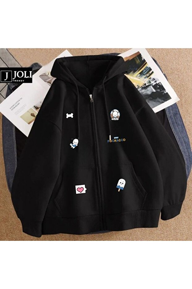 Unisex Black Hooded Oversize Sweatshirt Comfortable Fit Cotton with Fleece Inside