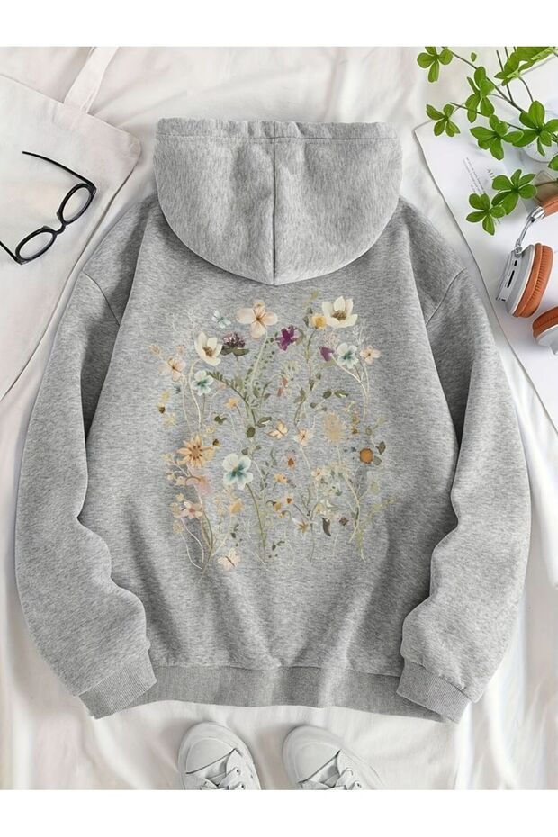 Modexa Unisex Hoody Gray Loose Fit Hooded Sweatshirt with Inner Pockets Warm Hoodie