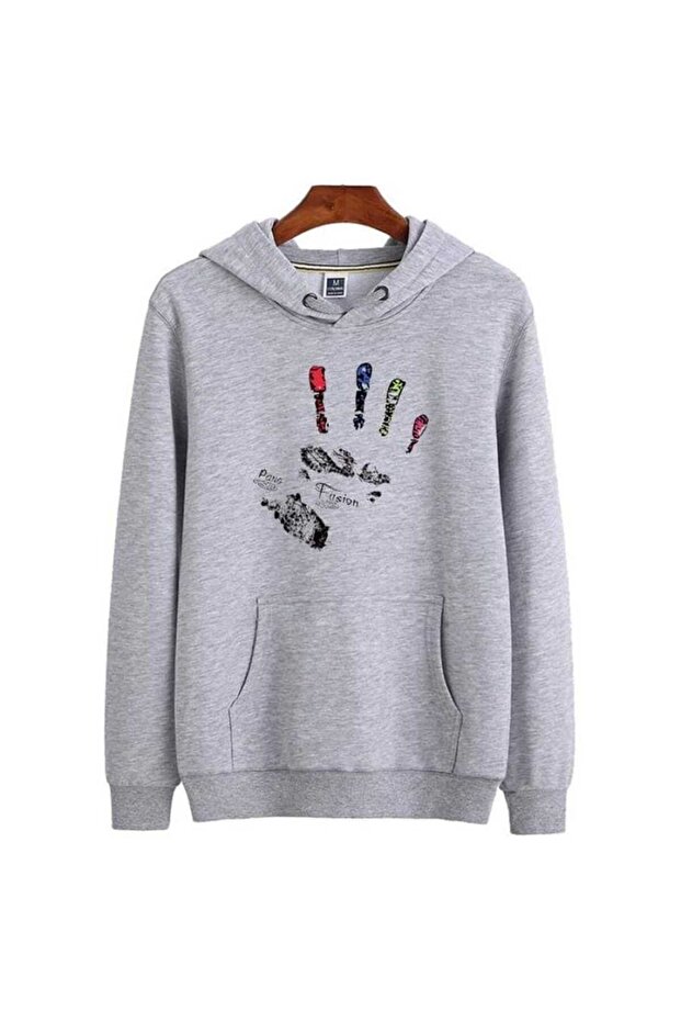 Unisex Gray Hooded Oversize Sweatshirt Comfortable Fit Cotton with Fleece Inside