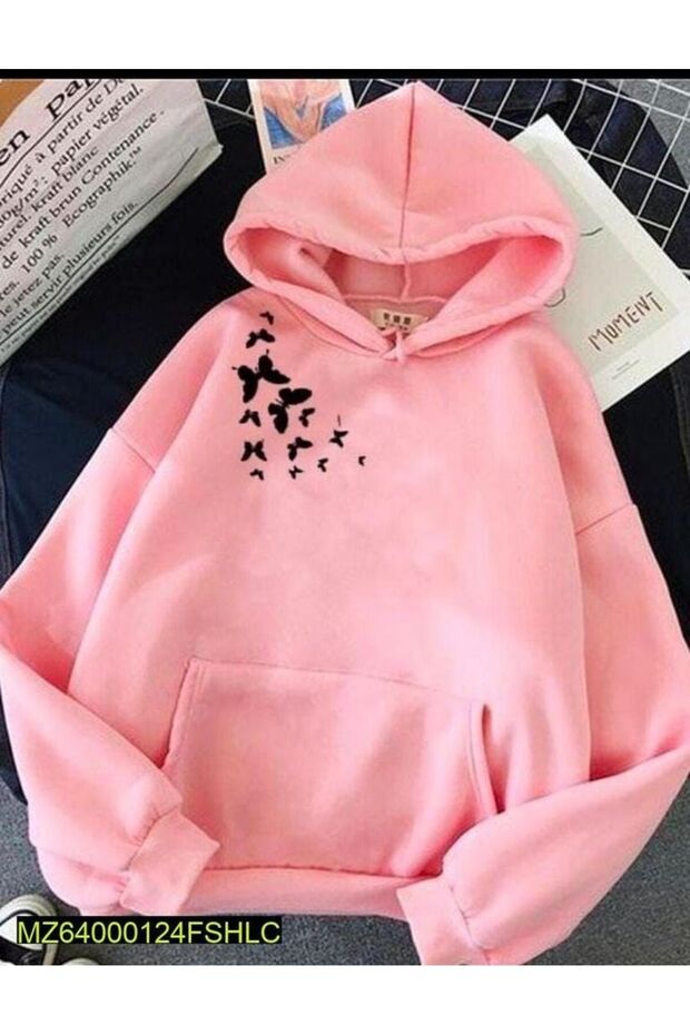 Unisex Pink Loose Fit Hooded Sweatshirt with Inner Pockets, Warm Hoodie