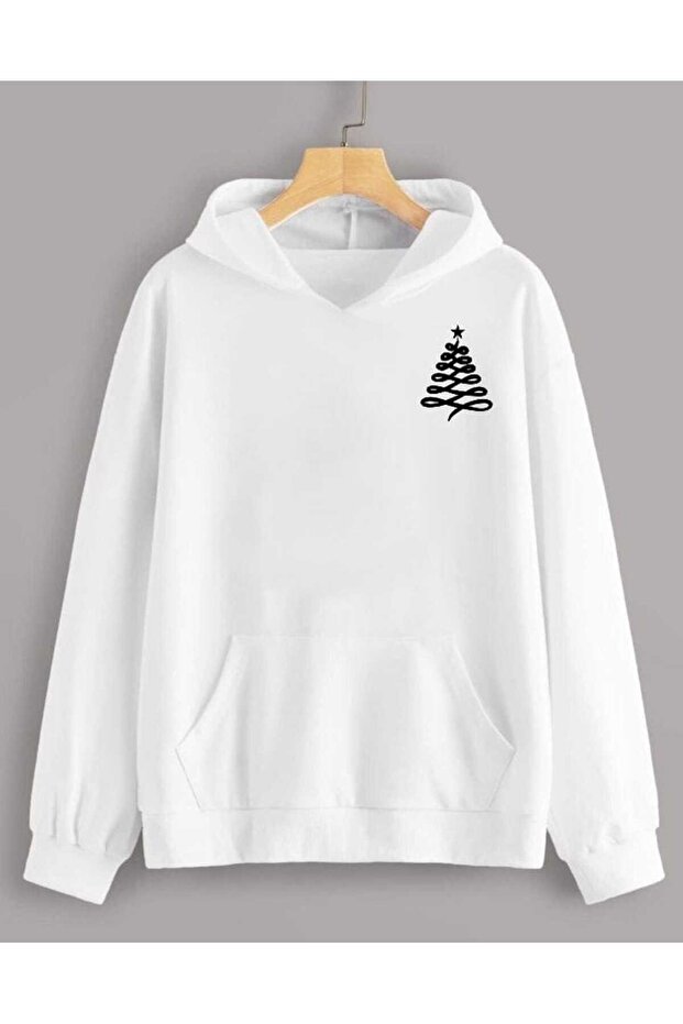 Unisex White Streetwear Oversize Hooded Casual Cotton Sweatshirt with Pockets