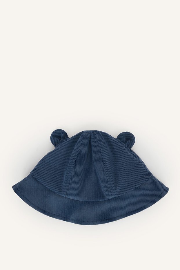 Ear Detailed Embroidered Corduroy Bucket Hat for Baby Boy H7333A526Wn