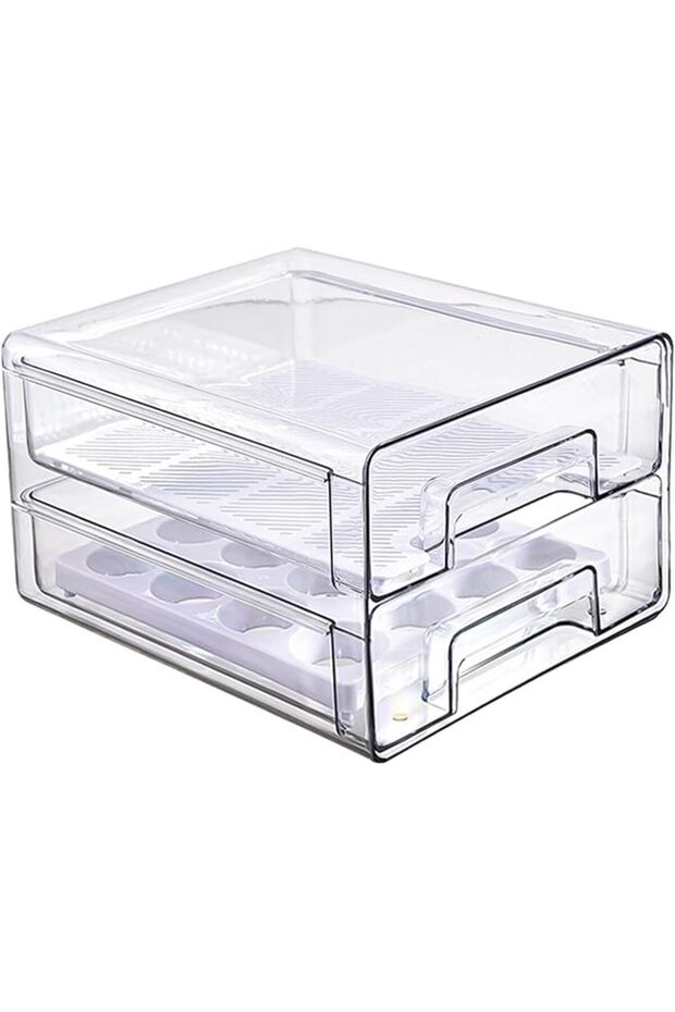 Borkvij Refrigerator Organizer Drawer, Double Layer Refrigerator Organizer, Stackable and Reusable, Container Set