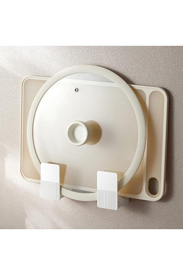 RIZGHWOY Pot Pan Lid Holder, No Drill Wall Mount Organizer for Kitchen