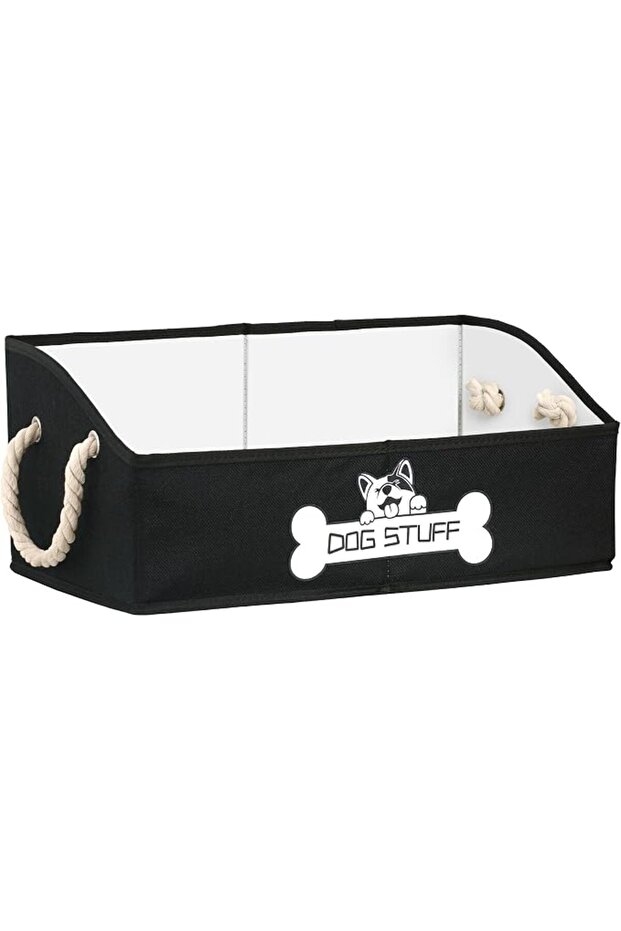 Collapsible Fabric Dog Toy Box and Storage Bin With Handle - Trapezoid Basket Chest Organizer for Pe