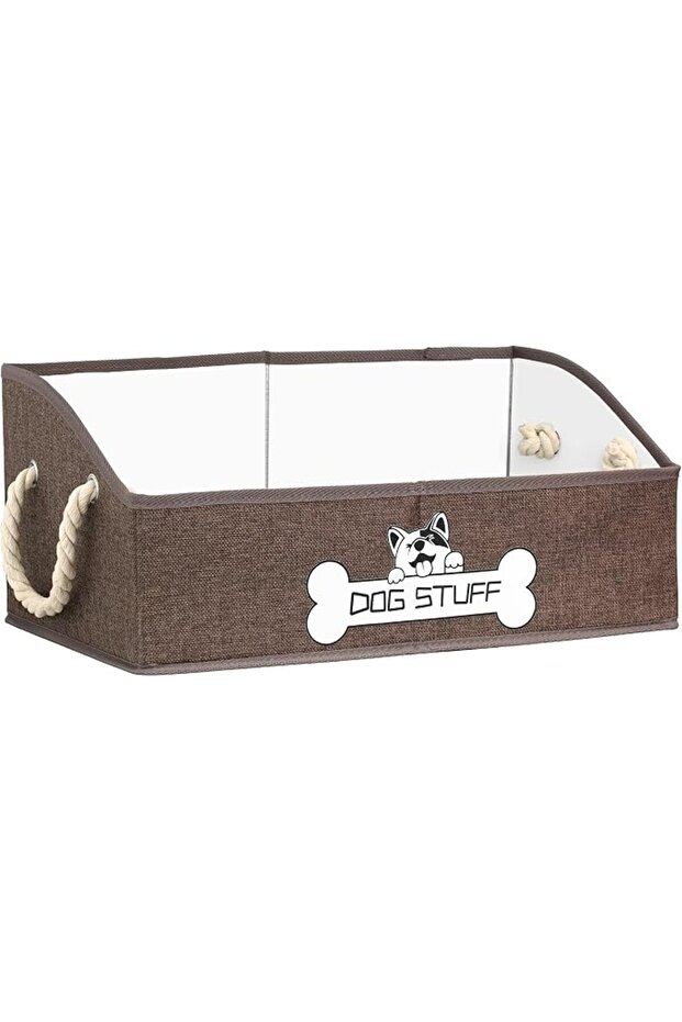 Collapsible Fabric Dog Toy Box and Storage Bin With Handle - Trapezoid Basket Chest Organizer for Pe