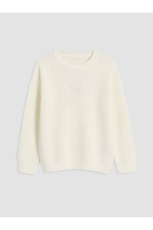 Özmarka New Season Ecru Crew Neck Boys' Knitwear Sweater