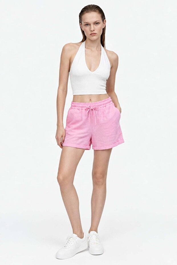 Muslin Fabric Lace-Up Comfortable Cut Shorts