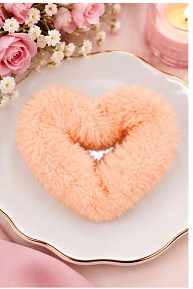 Plush Heart Shaped Clasp Buckle Soft Fluffy Buckle Soft Colors