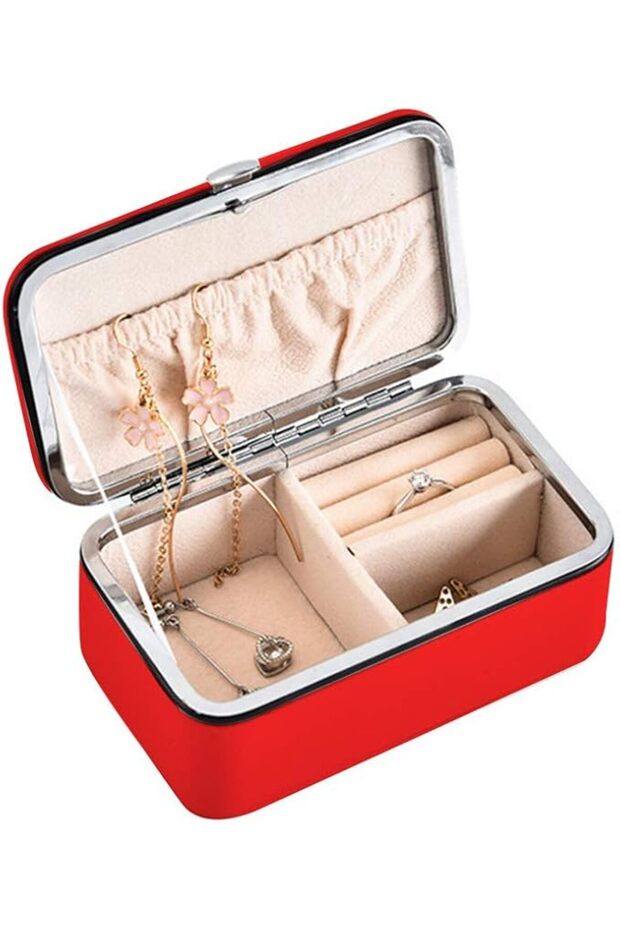 Jewelry Organizer Box with Zipper Multi-Function Jewelry Organizer Display Case Portable Grids Stora