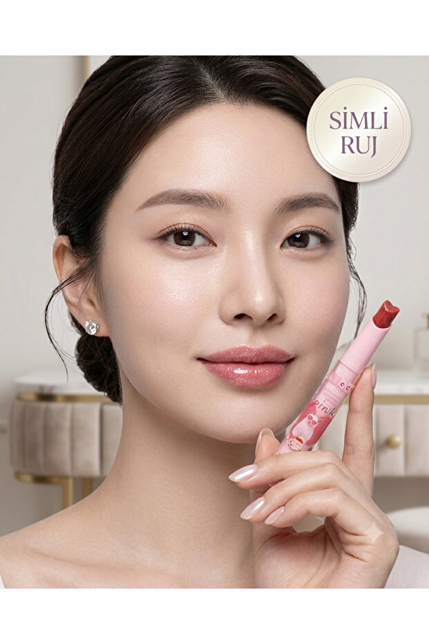 Magic Glitter Lipstick & Moisturizing Lip Gloss - Aristocratic - Heart Design with a Sparkling Finish