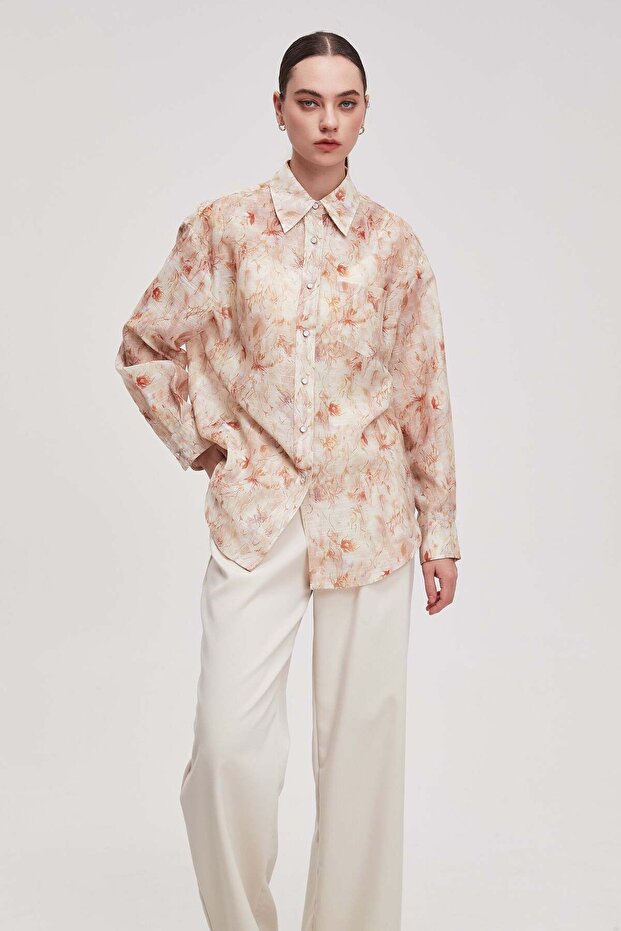 Women's Patterned Long-Sleeve Blouse