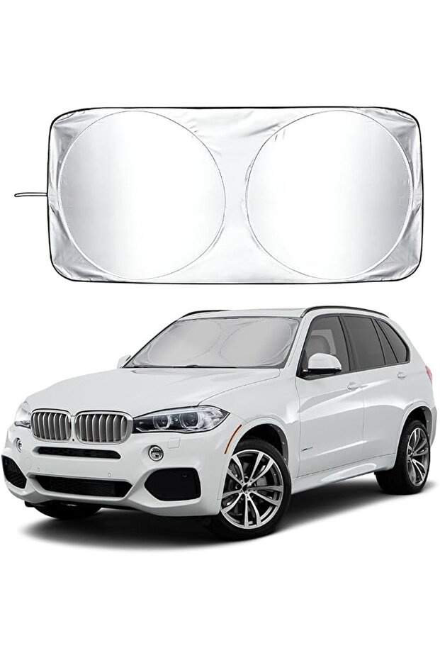 Car Windshield Sun Shade with Storage Pouch, Foldable Automotive Window Sunshade Reflective Screen V
