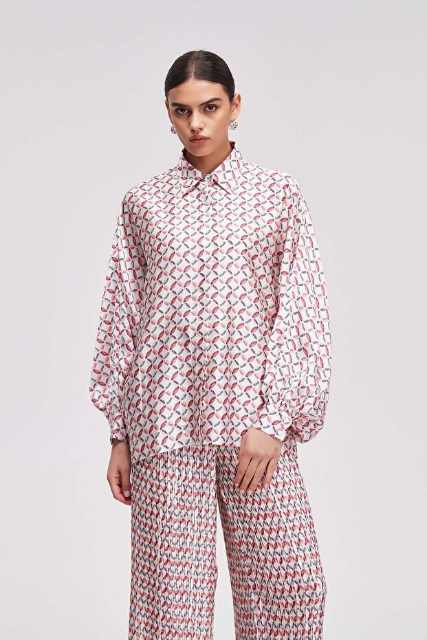 Women's Patterned Long-Sleeve Blouse