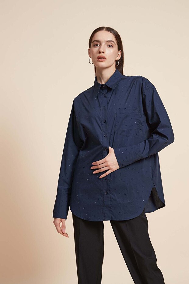 Longline Plain Shirt with Long Sleeves