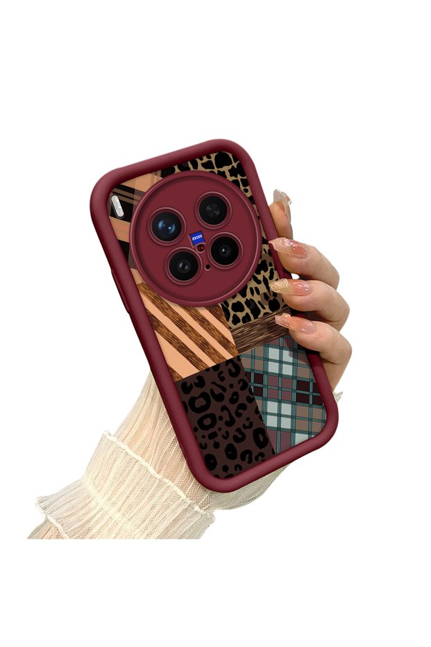 Vivo X300 Pro Compatible Leopard Checkered Collage Case, Stylish and Personalized Design