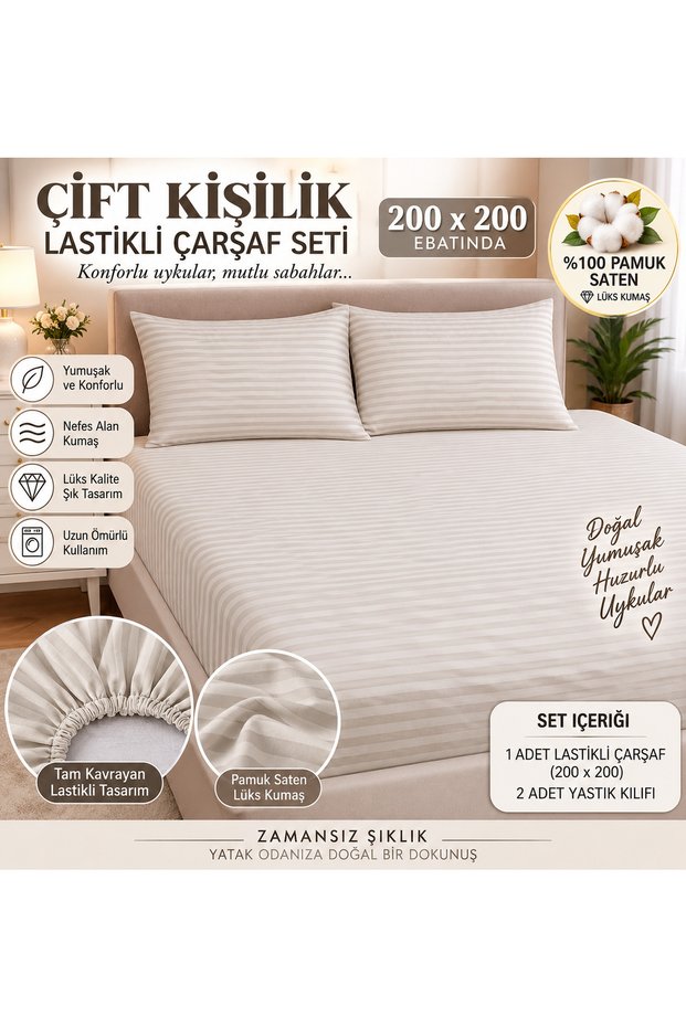 Striped Satin Fitted Sheet