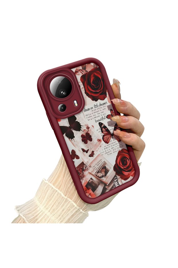 Mi 13 Lite Compatible Rose and Butterfly Case, Retro Collage Book Page Art Motif