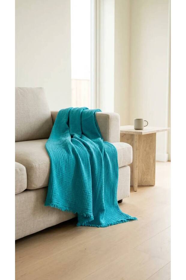 100% Cotton 4-Layer Muslin Tv Blanket, Sofa Throw, Single Blanket (100X200 cm)