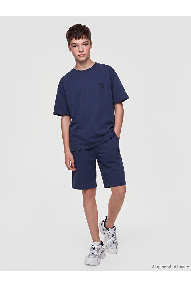 Two Mt Shop Quality Lcw Kids Navy Blue Boys' Printed Shorts