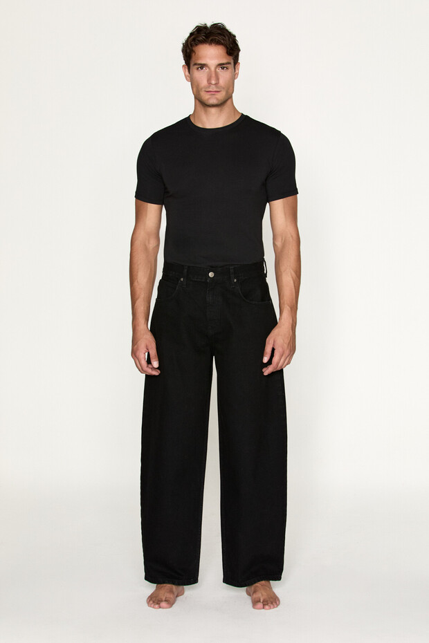 Neshie Men's Balloon Fit Jean Black Trousers