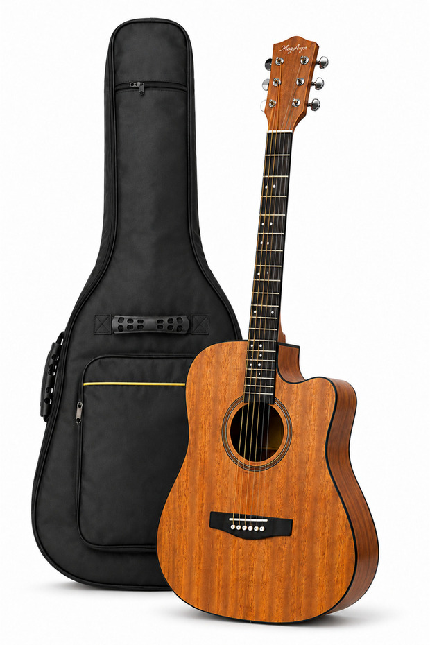 41 Inch Acoustic Guitar with Gig Bag, Full Size 6-String Cutaway Guitar