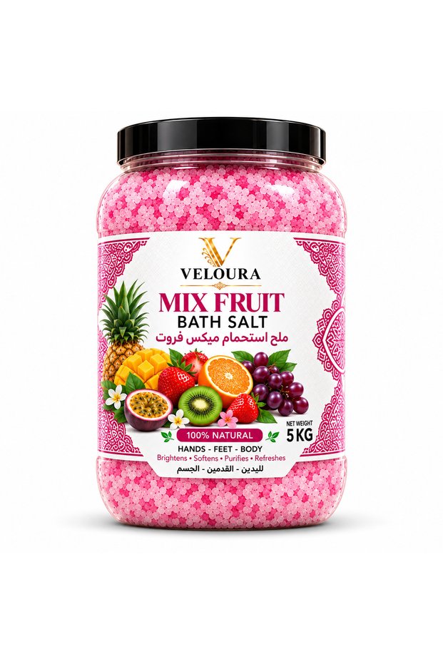 MIX FRUIT SPA SALT 5KG – REFRESHING & FRUITY BATH SALT FOR BODY & FOOT SOAK