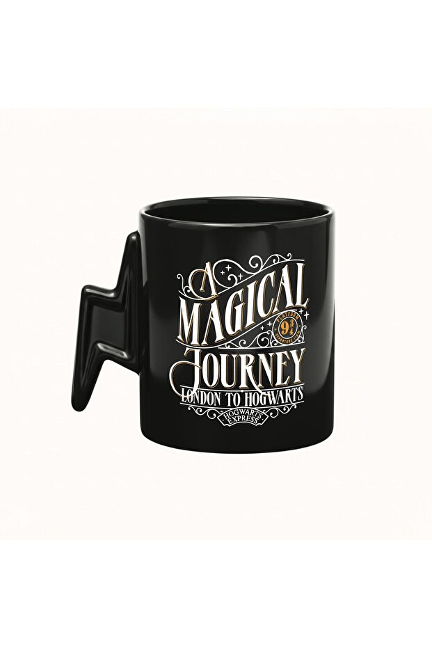 🚂 Harry Potter Hogwarts Express "A Magical Journey" Black Mug with Lightning Handle ⚡