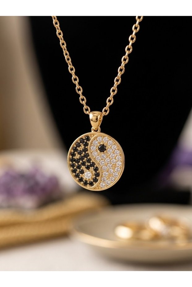 Zircon Stone Yin Yang Balance Necklace