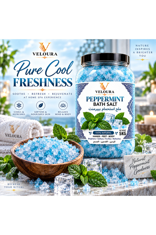 PEPPERMINT SPA SALT 5KG – COOLING & REFRESHING BATH SALT FOR BODY & FOOT SOAK