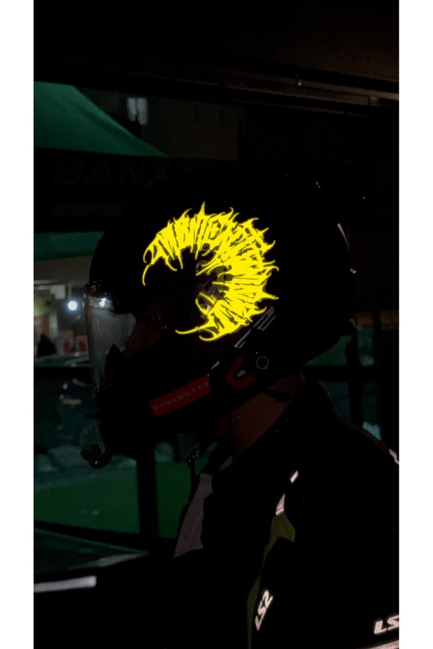 Glowing Half Gothic Tribal Helmet Sticker with Reflective Flash for Motorcycle and Helmet