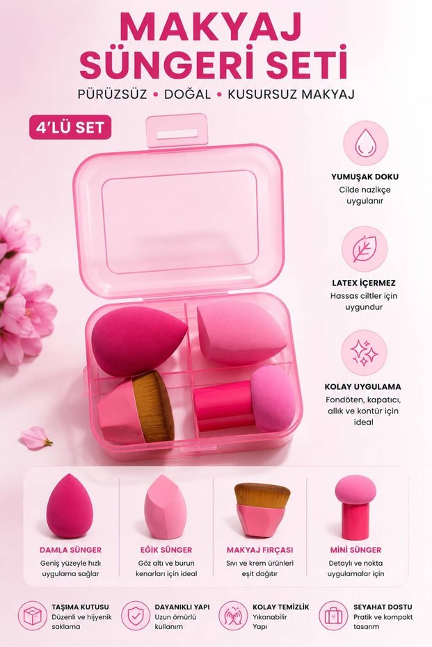 Makeup Sponge Set of 4 Red