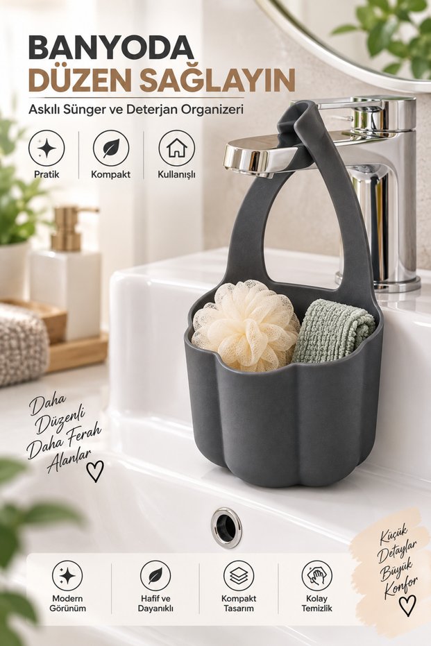 Bathroom Organizer Hanging Faucet Rack Sponge Detergent Organizer Sink Side Basket
