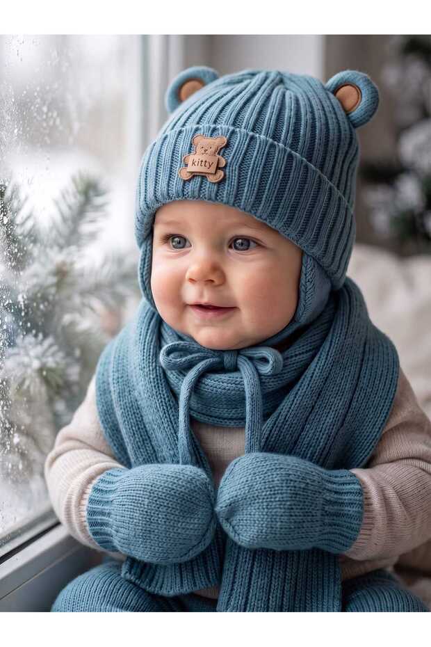 Kitti 0-12 Months Baby Boy & Child Fleece Scarf, Beanie, Gloves 3-Piece Set
