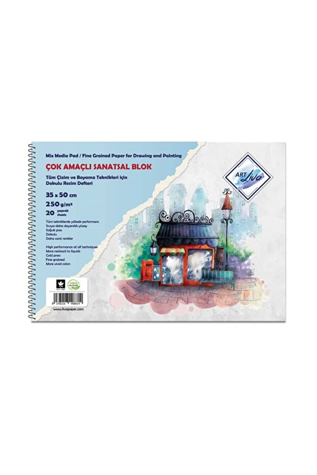 Multi-Purpose Artistic Painting Notebook Textured 250 Gr 20 Yp 35X50 cm