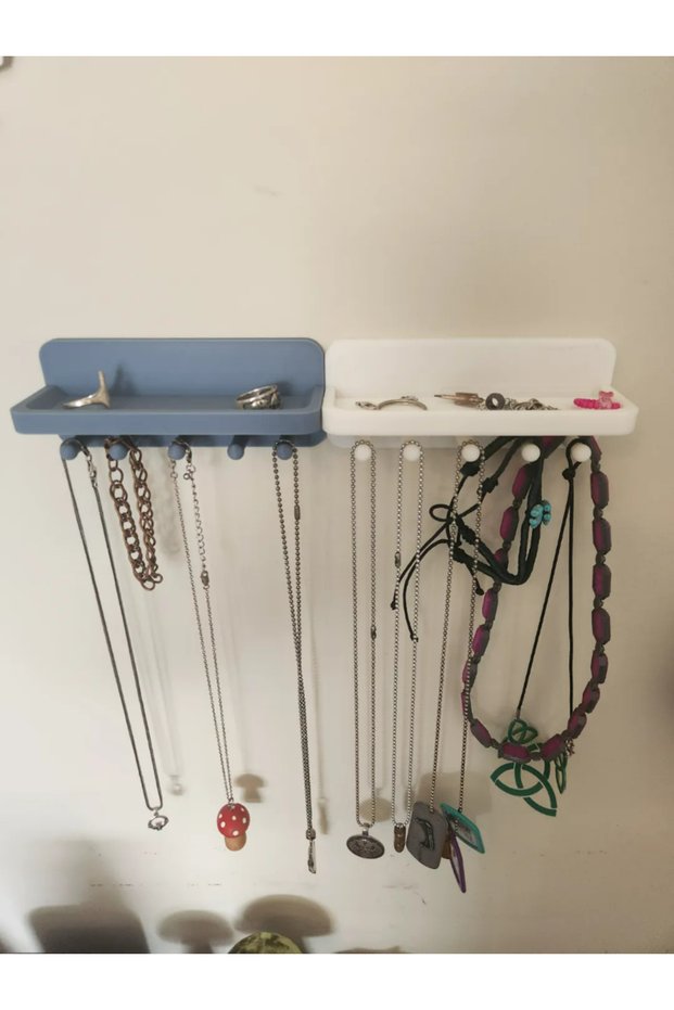 2-Pack White and Gray Jewelry and Hair Accessory Organizer – Holder for Necklaces, Rings, Hair Ties, and Small Items