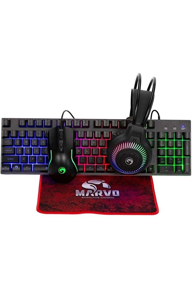 CM416 LOOT40 4-in-1 Gaming Combo Kit: RGB Backlit Keyboard, 8000 DPI 7-Button Mouse, 7.1 Sound Headset & Large Mouse Pad | All-in-One PC Gaming Peripheral Set for Gamers