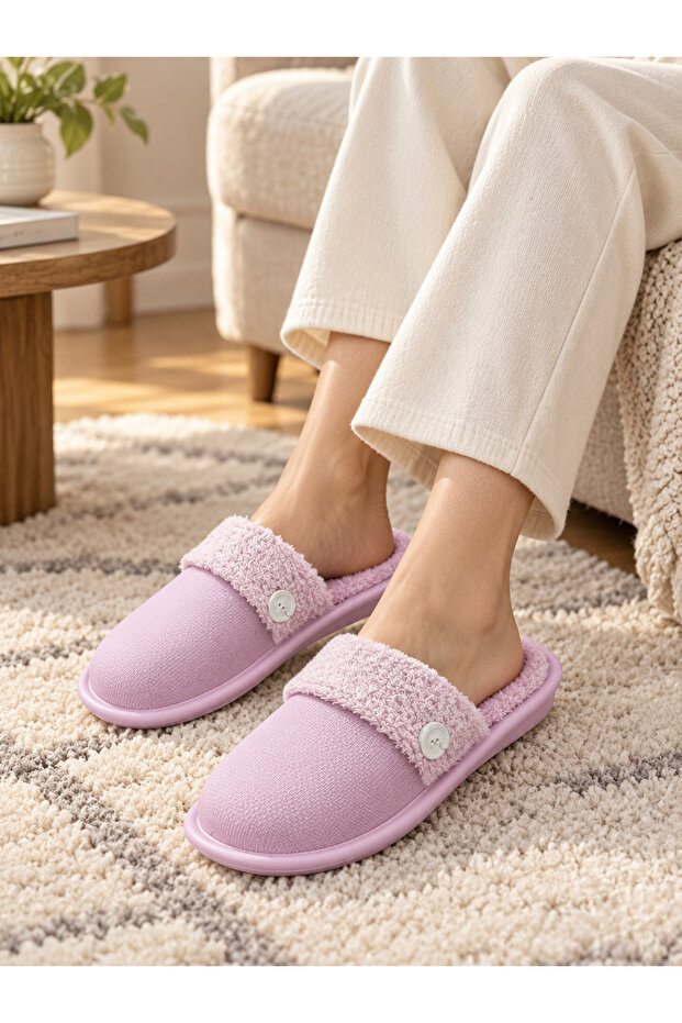 Women's Lightweight Eva Sole Office and Home Slippers with Fur Inside