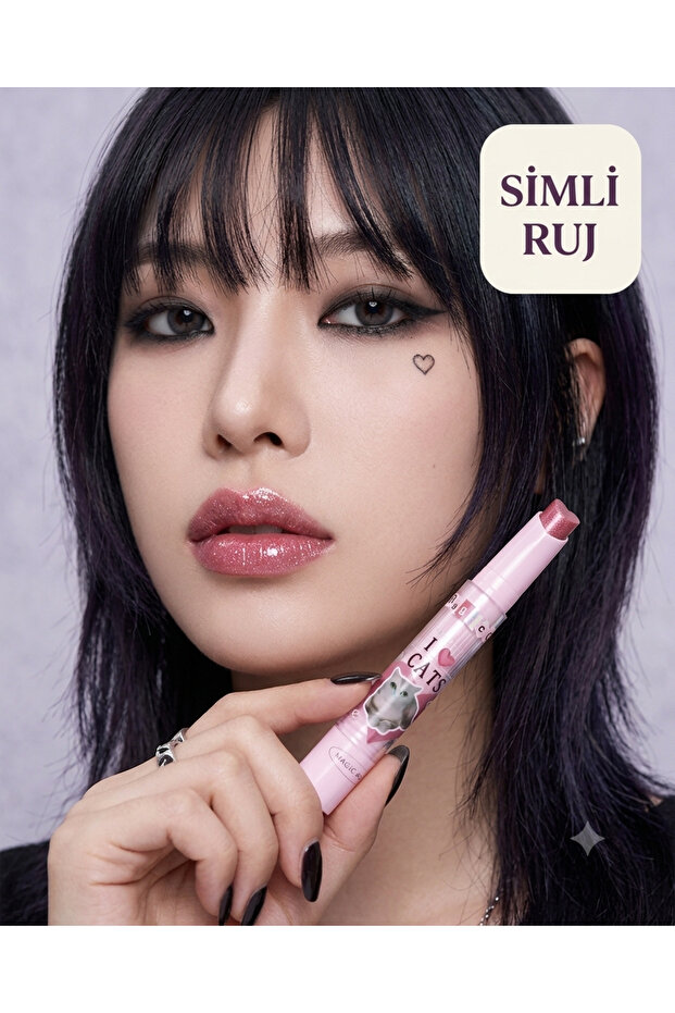 Emo Korean Style Heart Tip Glitter Lipstick - Intense Shine and Moisturizing Effect - Magi̇c Casa