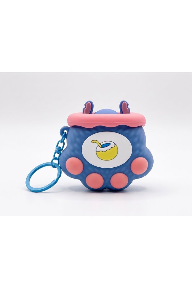 Silicone Keychain and Bag Ornament with Stitch Figure and Cat Paw Design