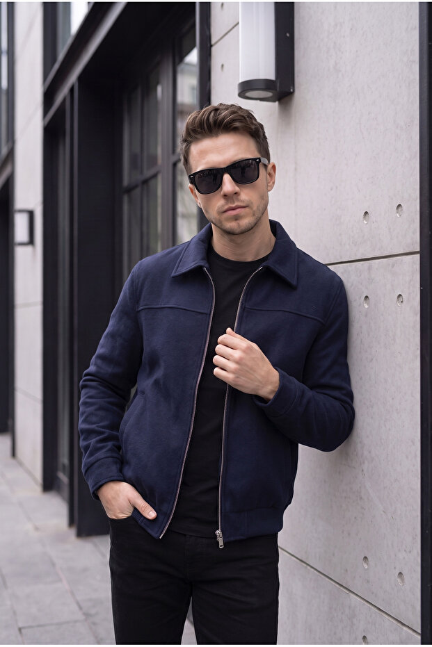 Polo Collar Basic Cashmere Jacket