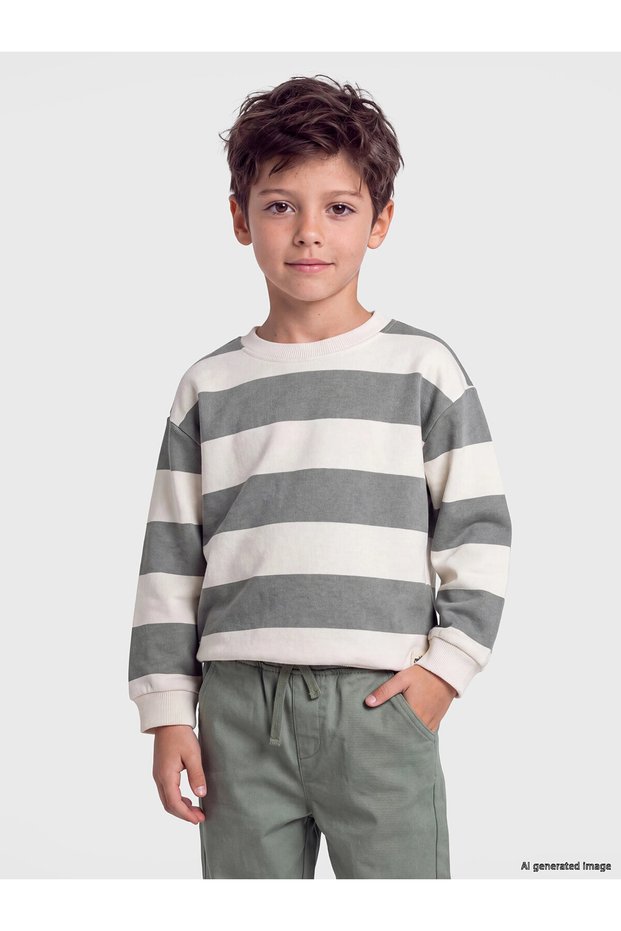 Lcw Beige Striped Boys' Tracksuit Set