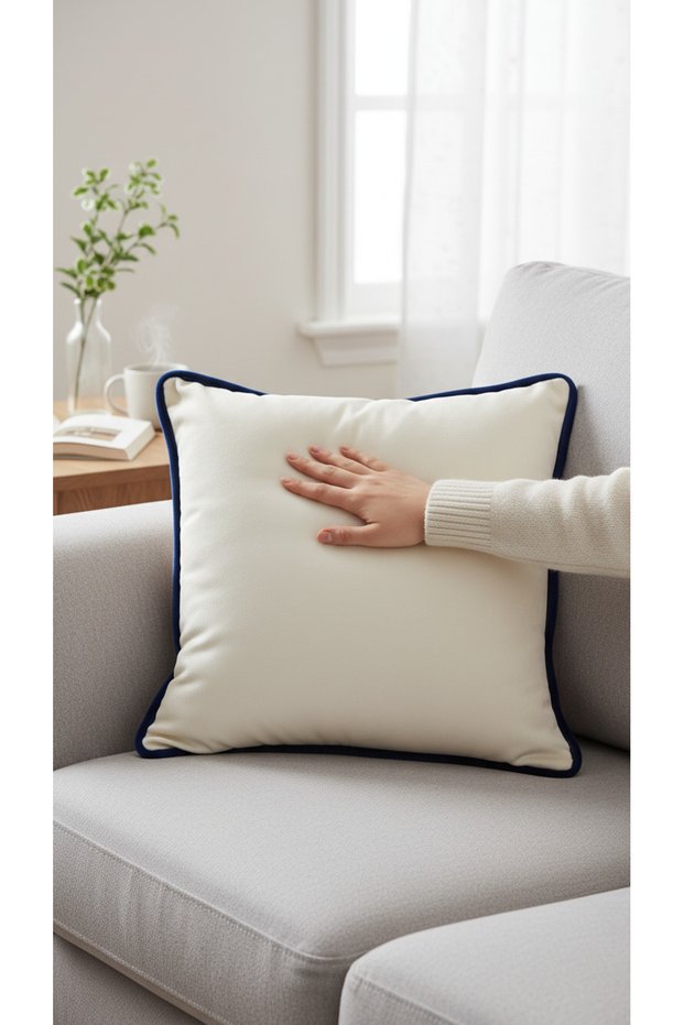 45X45 Cushion with Piping (Filled Inside) Living Room Cushion, Cushion, Children's Room Cushion, Sofa Cushion, Pillow